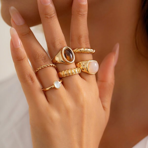 Women's Personalized Irregular Alloy Ring Set - Image 2