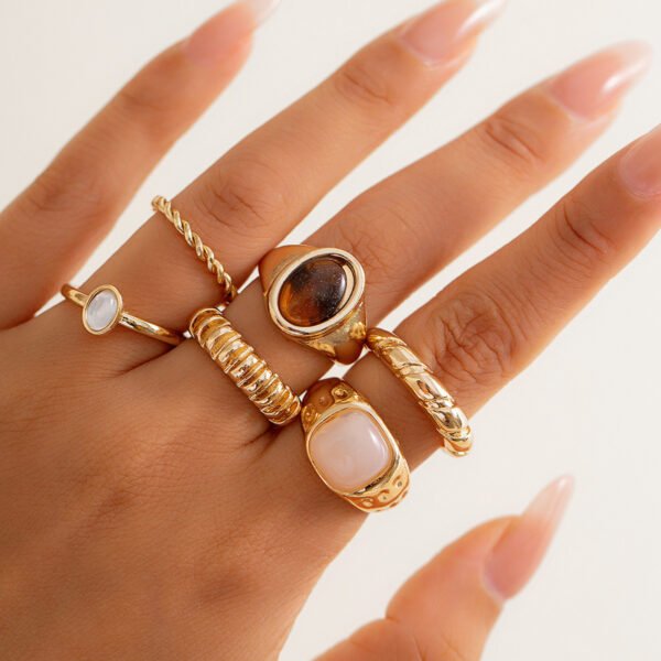 Women's Personalized Irregular Alloy Ring Set - Image 5