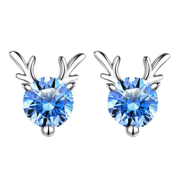 Heart-shaped Six-claw Inlaid Zircon Earrings - Image 2