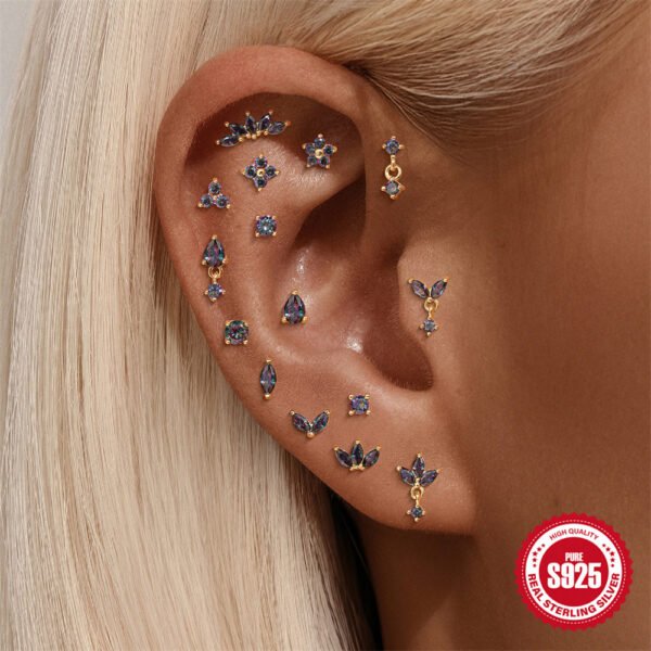 Rainbow Stone Ear Stud