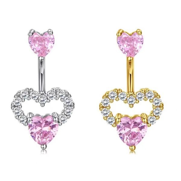 Hot Sale  Zirconium Loving Heart Zircon Navel Stud - Image 3