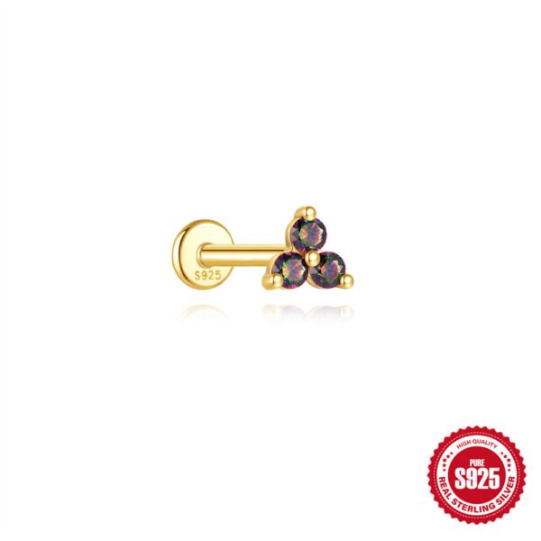 Unisex S925 Silver Rainbow Stone Ear Stud - Image 10