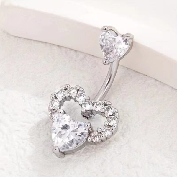 Hot Sale  Zirconium Loving Heart Zircon Navel Stud - Image 2