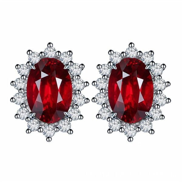 Heart-shaped Six-claw Inlaid Zircon Earrings - Image 10
