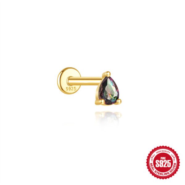 Unisex S925 Silver Rainbow Stone Ear Stud - Image 4