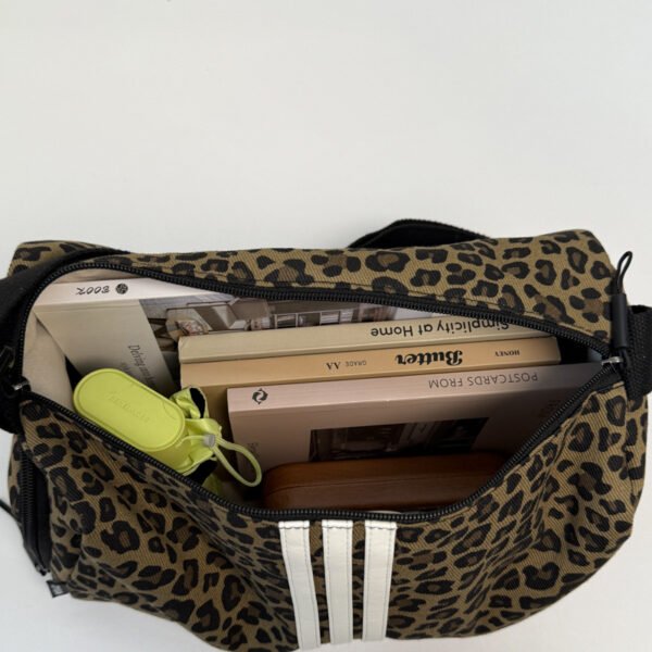 Unisex Leopard Print Large Capacity Messenger Bag - Image 2