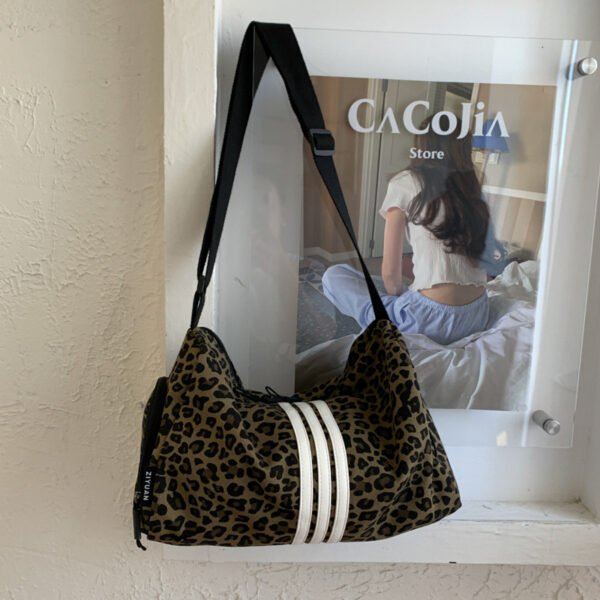 Unisex Leopard Print Large Capacity Messenger Bag - Image 7