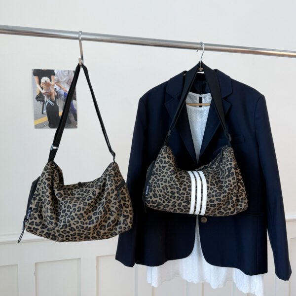 Unisex Leopard Print Large Capacity Messenger Bag - Image 5