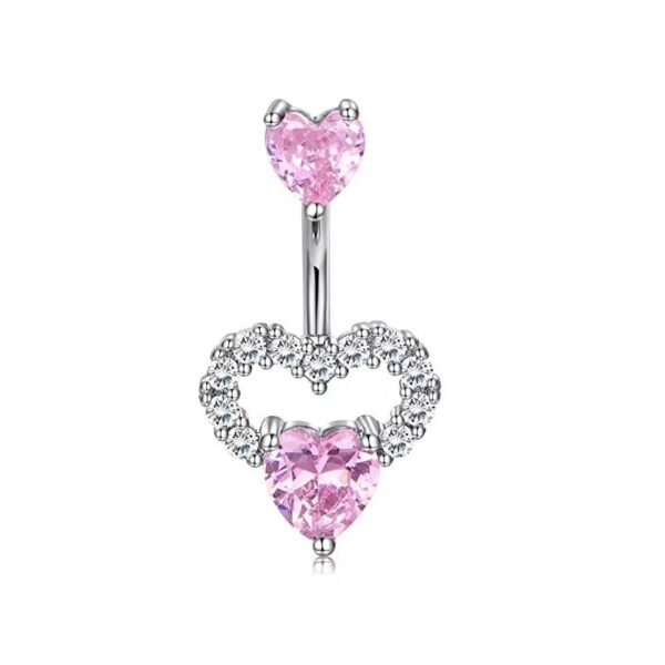 Hot Sale  Zirconium Loving Heart Zircon Navel Stud - Image 5