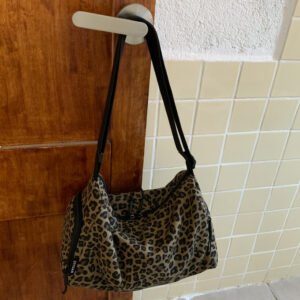 Unisex Leopard Print Large Capacity Messenger Bag