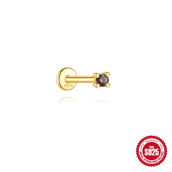 Unisex S925 Silver Rainbow Stone Ear Stud - Image 6