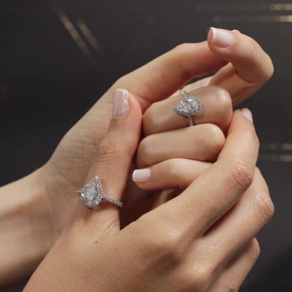Women's White Gold Water Drop Zircon Wedding Ring - Image 7