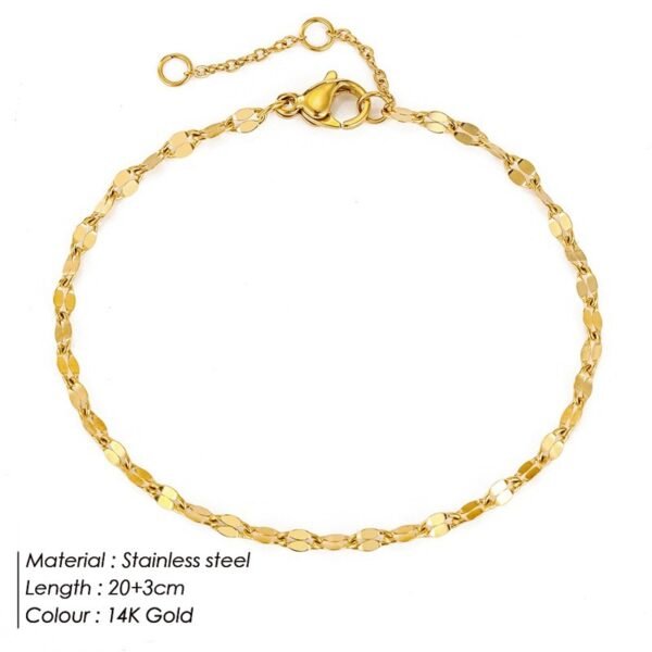 Simple Gold Plated Stainless Steel Anklets Lip Chain Anklet - Image 5