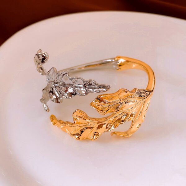 Cold Style Color Matching Maple Leaf Open-ended Bracelet Simple Bracelet For Women - Image 6