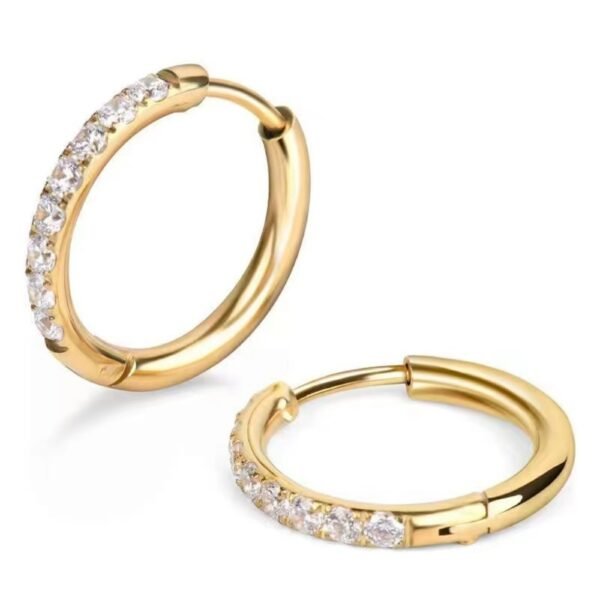 Diamond-studded Earring Titanium Steel Gold Simplicity - Image 6