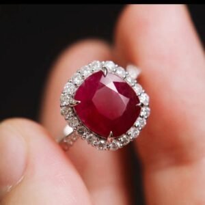Diamond Inlaid Silver Ring