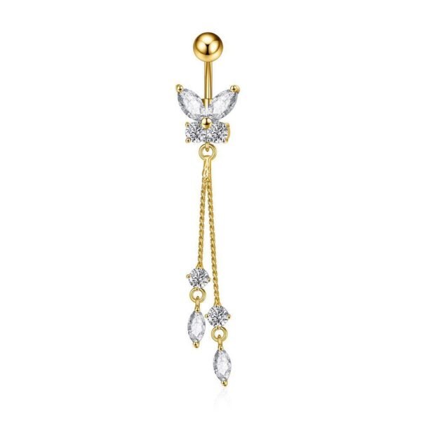 Unisex Zircon Tassel Stainless Steel Navel Stud - Image 4