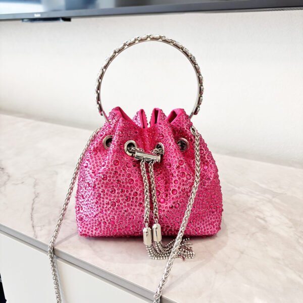 Women's Rhinestone Drawstring Crossbody Bucket Bag - Image 6