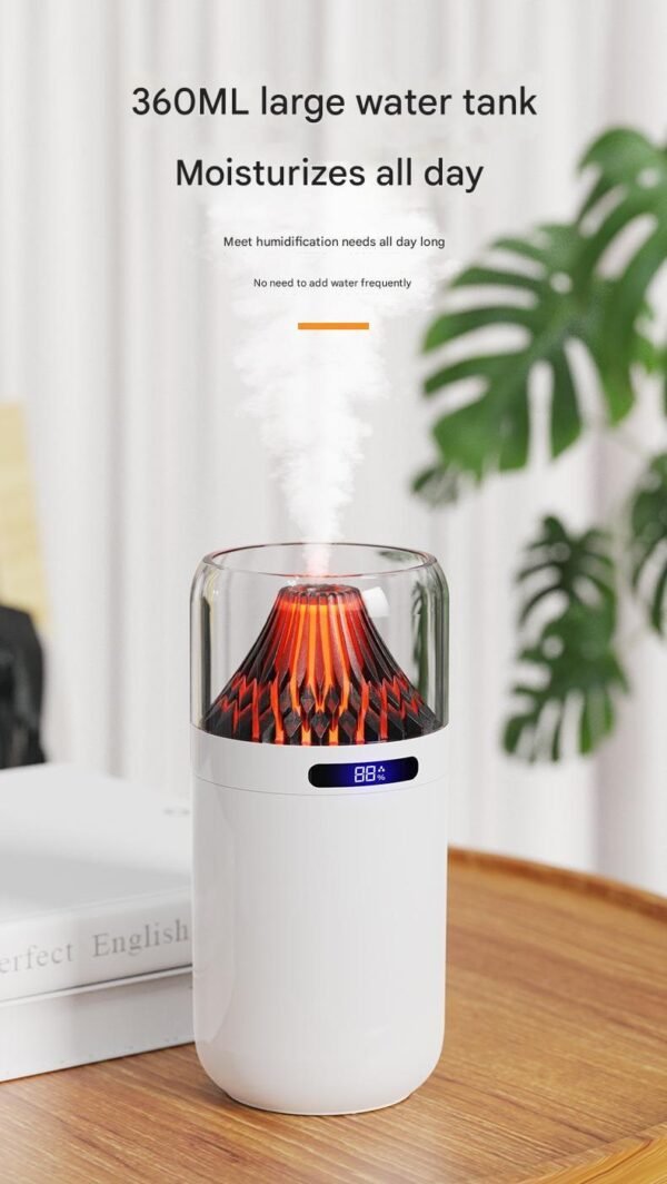 Volcano USB Humidifier Compact Battery-Powered Digital Display Car Aromatherapy Charging Air Moisturizing Humidifier - Image 3
