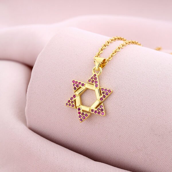 Six-pointed Emerald Zircon Pendant Necklace - Image 2