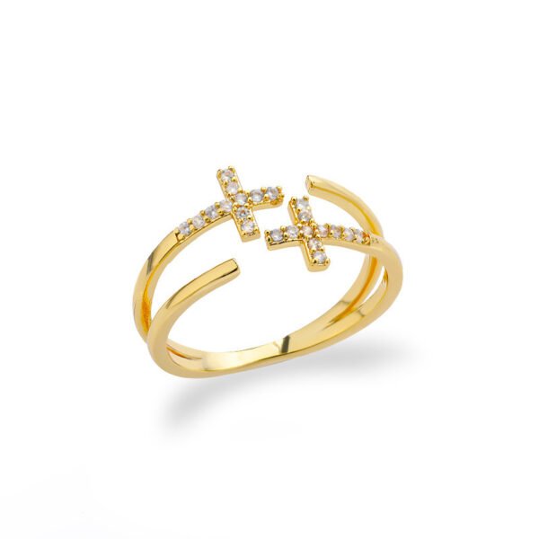 Female Creative Double-layer Cross Frame Ring - Image 4