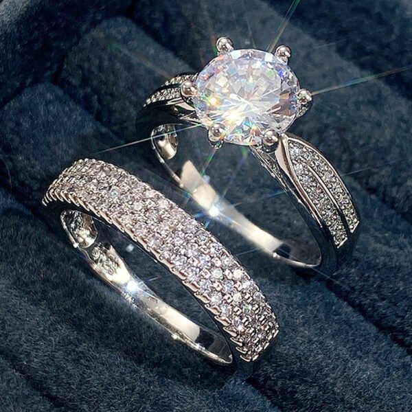 Women's White Gold Luxury Wedding Ring - Image 2