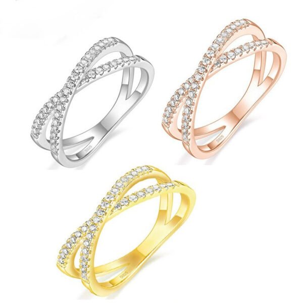 Women's S925 Silver Double Row Zircon Ring - Image 3