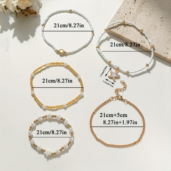 5 Pieces Suit Fashion Anklets For Women - Image 2