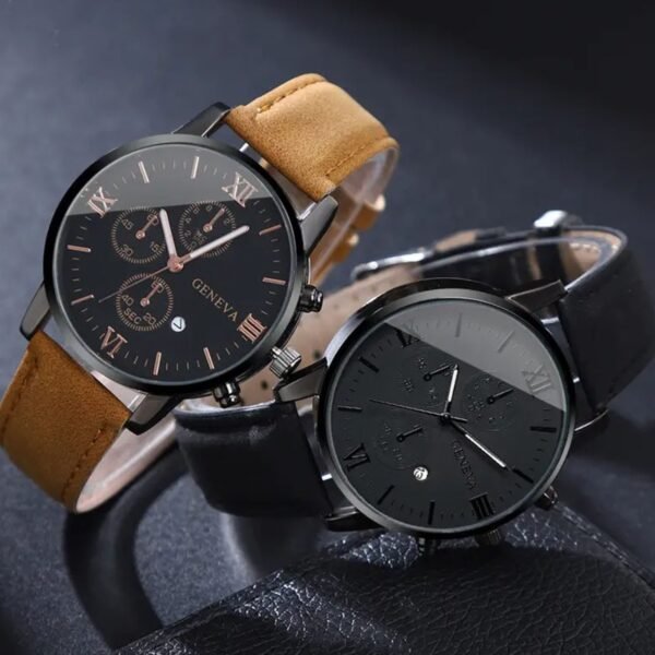 Three Eyes With Calendar Simple Casual Business Men's Quartz Watch Bracelet Suit - Image 5