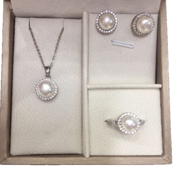 Women's S925 Natural Freshwater Pearl Jewelry Set - Image 4