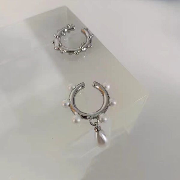 Vintage Pearl No Piercings Metal Round Personality Ear Clip Earrings For Women Girls Jewelry Gifts - Image 4