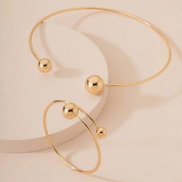 Gold Size Ball Dislocation Thin Open-end Bangle Bracelet Armband Suit - Image 5