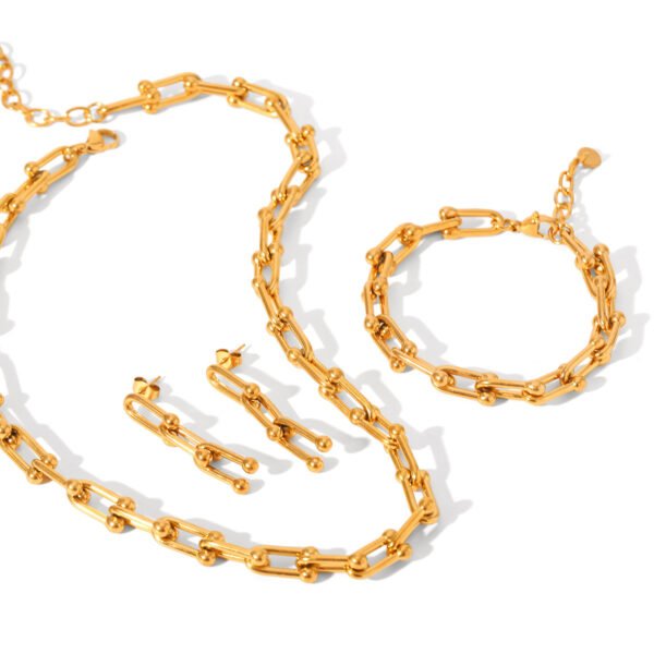Unisex Stainless Steel Horseshoe Jewelry Set - Image 2