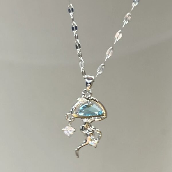Women's S925 Silver Blue Jellyfish Necklace - Image 4