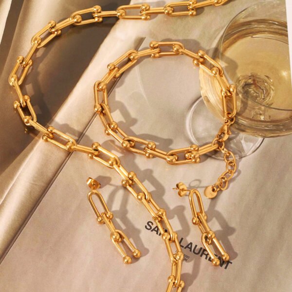 Unisex Stainless Steel Horseshoe Jewelry Set - Image 4