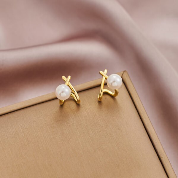 Cross Loving Heart Zircon Pearl 925 Silver Needle Geometric Ear Studs - Image 5