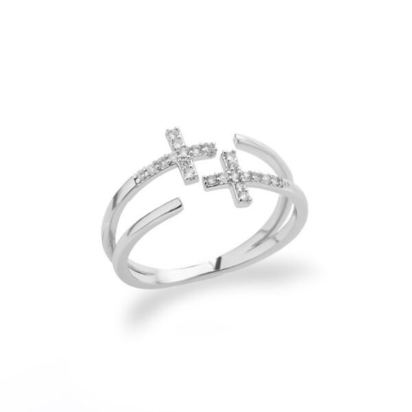 Female Creative Double-layer Cross Frame Ring - Image 7