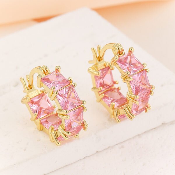 Women's Black Zircon Geometric Earrings - Image 3