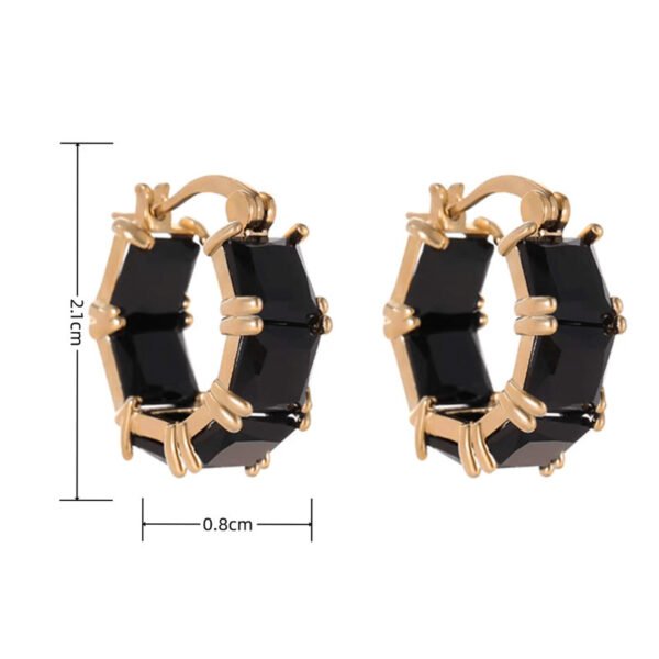 Women's Black Zircon Geometric Earrings - Image 6