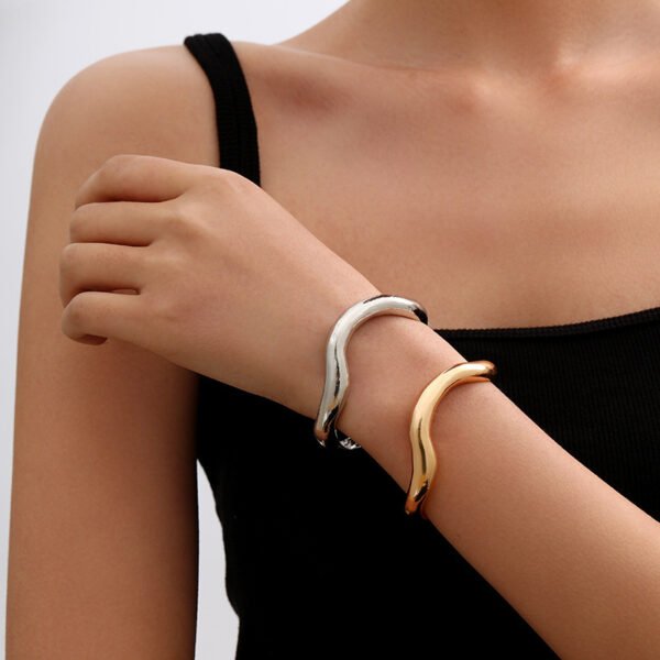 Metal Irregular Lava Bracelet For Women Fashion Special-interest Open-end Polished - Image 5