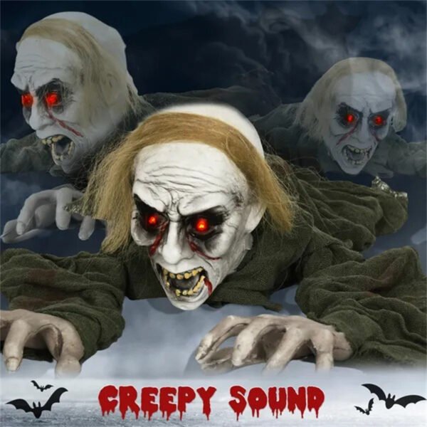 66" Animated Crawling Zombie Halloween Prop with Sound Activation - Image 3
