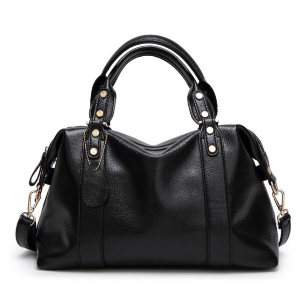Women's Retro Rivet Boston Genuine Leather Crossbody Bag - Image 3