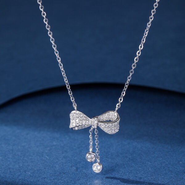 S925 Sterling Silver Bow Light Luxury Clavicle Chain - Image 2