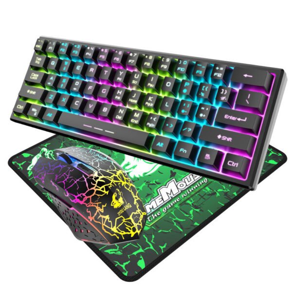 Free Wolf T61 Charging Wireless Keyboard And Mouse Set 61 Key Luminous Wireless Gaming Keyboard And Mouse Set Percent 60 - Image 3