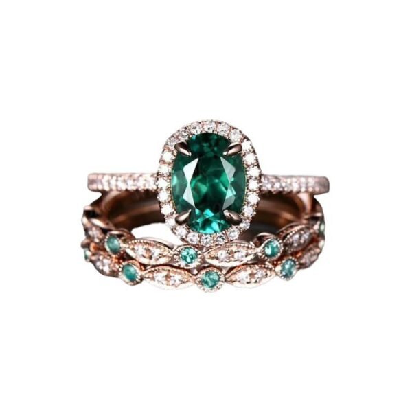 Fashion Personality Three-in-one Emerald Laminated Ring - Image 2