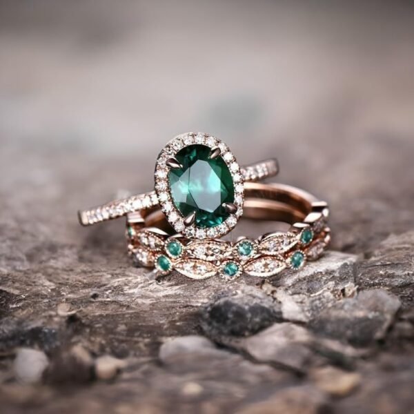 Fashion Personality Three-in-one Emerald Laminated Ring - Image 3
