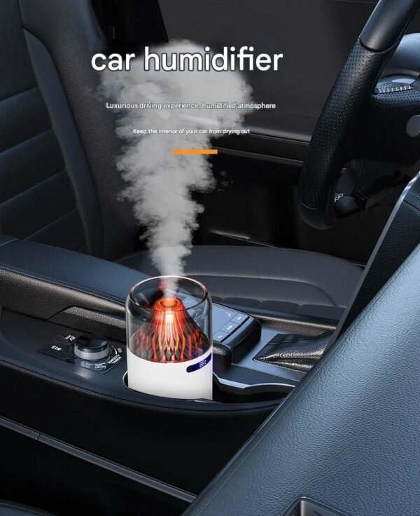 Volcano USB Humidifier Compact Battery-Powered Digital Display Car Aromatherapy Charging Air Moisturizing Humidifier - Image 2
