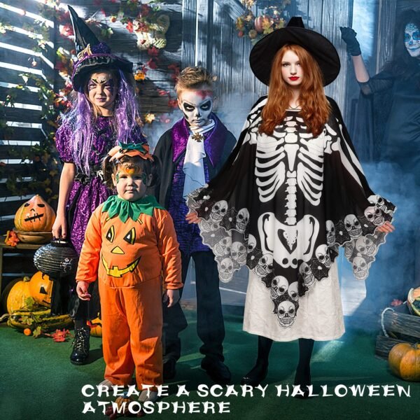 Plus-Size Halloween Lace Skeleton Cape for Women - Image 5