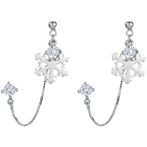 Sterling Silver Snowflake Earrings Require Two Piercings - Image 2