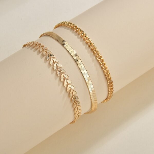 Personalized Retro Metal Texture Chain Leaves Anklets - Image 6